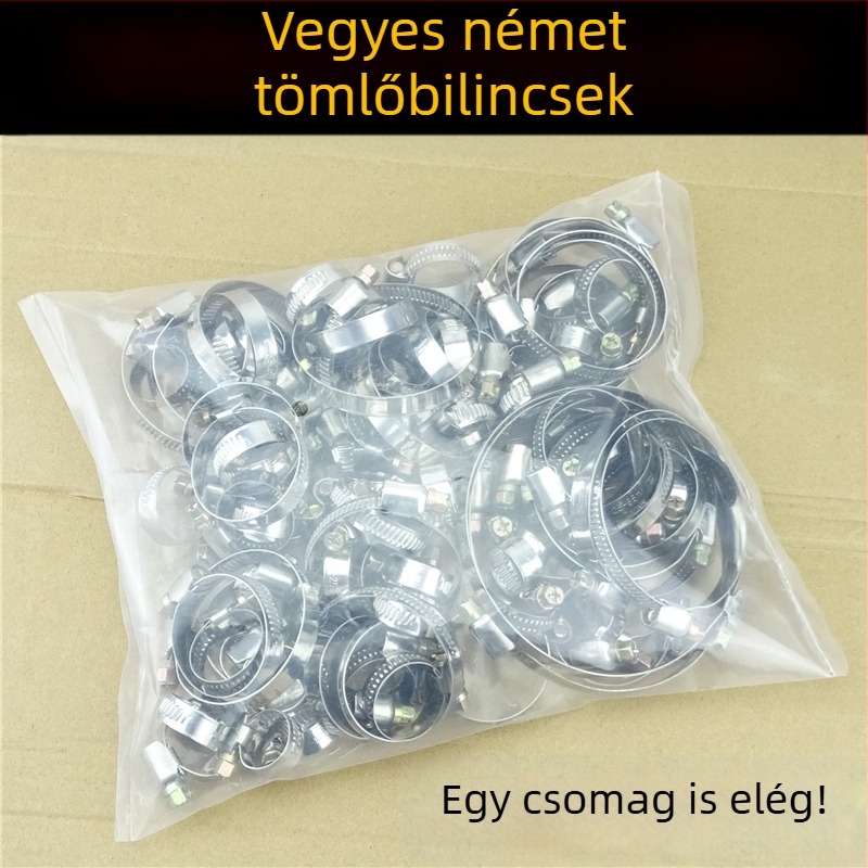 Rozsdamentes acél tömlőbilincs, vastagított és erős, a csaptelek, vízvezetékek és olajvezetékek rögzítéséhez.