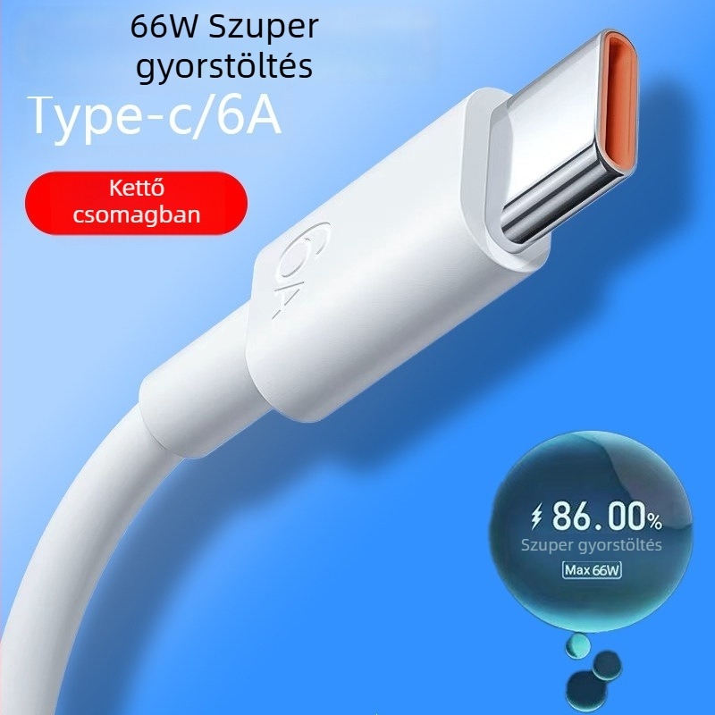 Type-C adatkábel, 6A gyors töltés, kompatibil Huawei/Honor Enjoy Nova P30/P40 Android eszközökkel