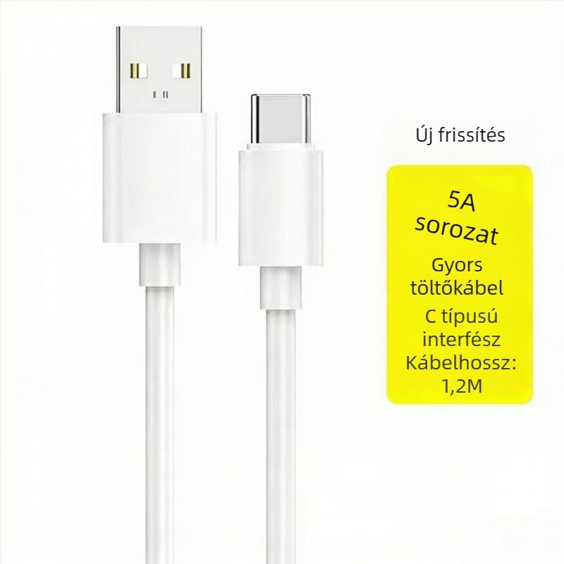 60W USB-C gyors töltésű adatkábel Huawei és Apple iPhone 17-hez, 5A, Type-C