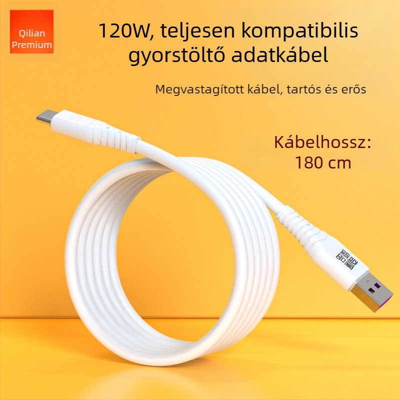 Android adatkábel, 1,8 m, TPE, Micro USB, kompatibil Xiaomi, Huawei és Honor telefonokkal, gyors töltés