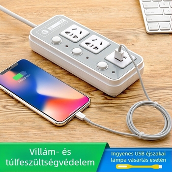 Panel-stílusú USB hosszabbító, több aljzattal, otthonra, kollégiumba, szállodába és irodába