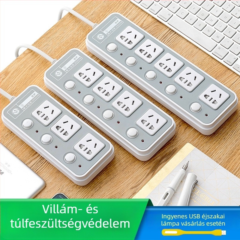 Panel-stílusú USB hosszabbító, több aljzattal, otthonra, kollégiumba, szállodába és irodába
