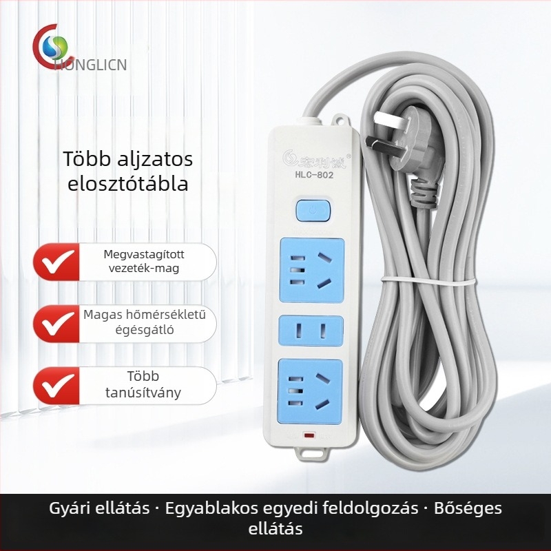 Nemzeti szabvány szerinti háztartási többaljzatos konnektor indukciós főzőlaphoz, hosszú vezeték