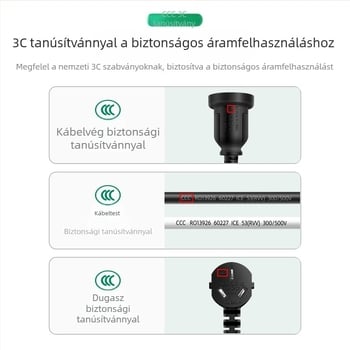 GB szabványú 3-pins férfi–női tápkábel, 10A, elektromos járművek töltéséhez hosszabbító kábel