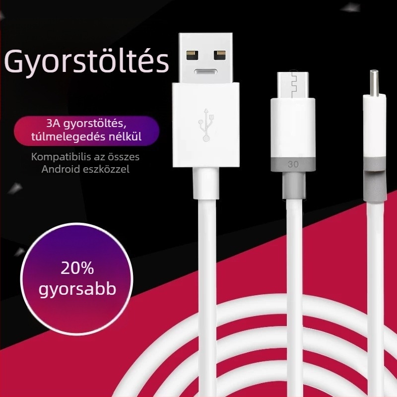 Laputo USB-A–USB-C töltőkábel, 40W gyors töltés, Huawei, Vivo és Android telefonok és táblagépek számára, hossz 1-2 m