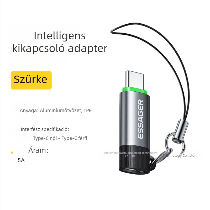 Essager energiatakarékos intelligens Type-C–ről Type-C-re OTG töltő adapter, 5A