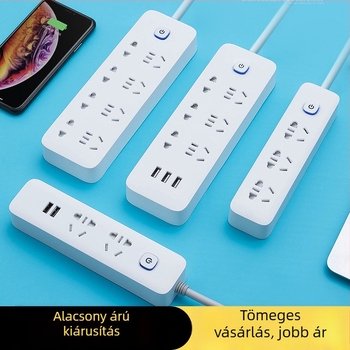 Kreatív intelligens USB-töltős hosszabbító független kapcsolóval, kábellel, nagy teljesítményű aljzattal