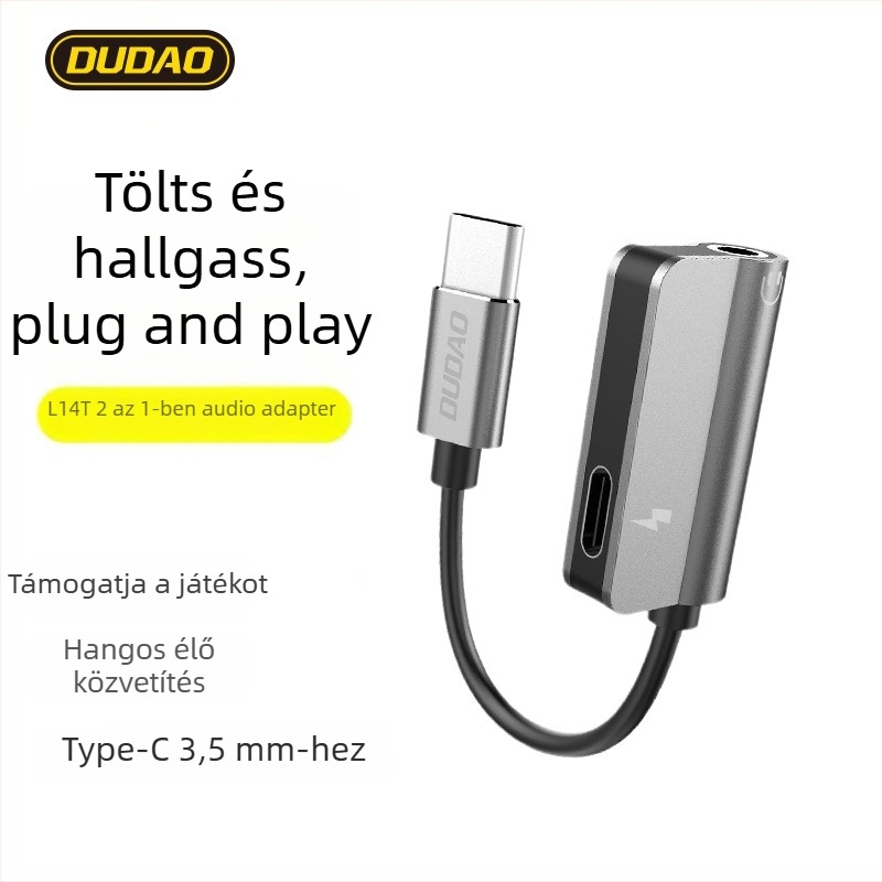L14T USB-C–3,5 mm két-az-egyben adapterkábel Xiaomi Mi 6 fejhallgatókhoz