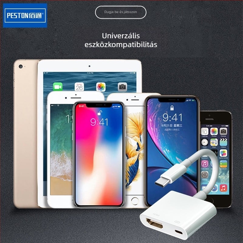 HDMI adapterkábel iPhone és iPad képernyő tükrözéséhez TV-hez vagy monitorhoz