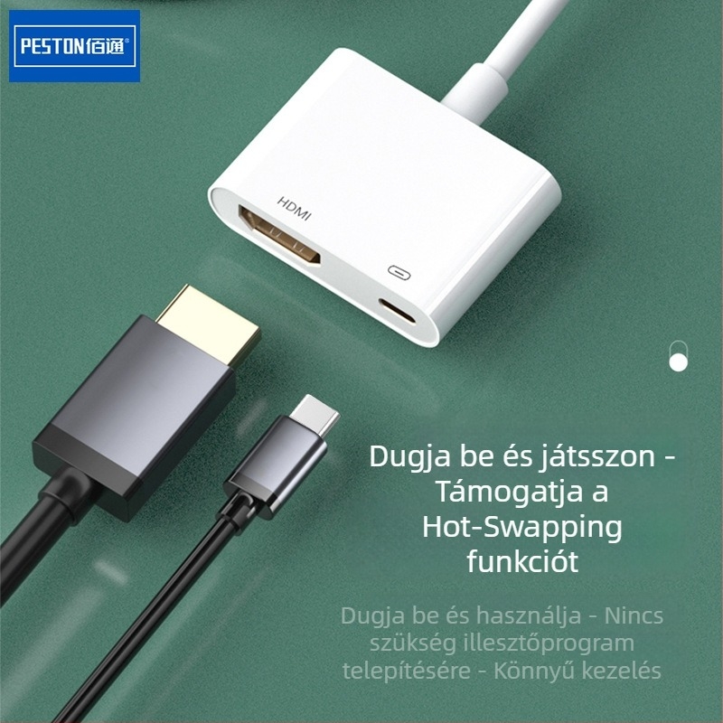 HDMI adapterkábel iPhone és iPad képernyő tükrözéséhez TV-hez vagy monitorhoz