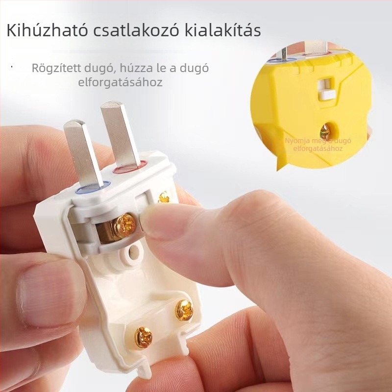 Háztartási hálózati dugaszoló aljzat zárható, forgatható, két pólusú, sárga-fehér, 1,5 mm² vezeték