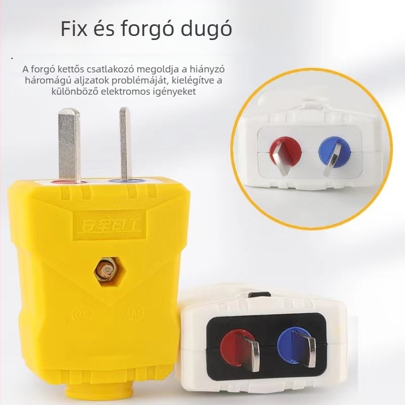 Háztartási hálózati dugaszoló aljzat zárható, forgatható, két pólusú, sárga-fehér, 1,5 mm² vezeték