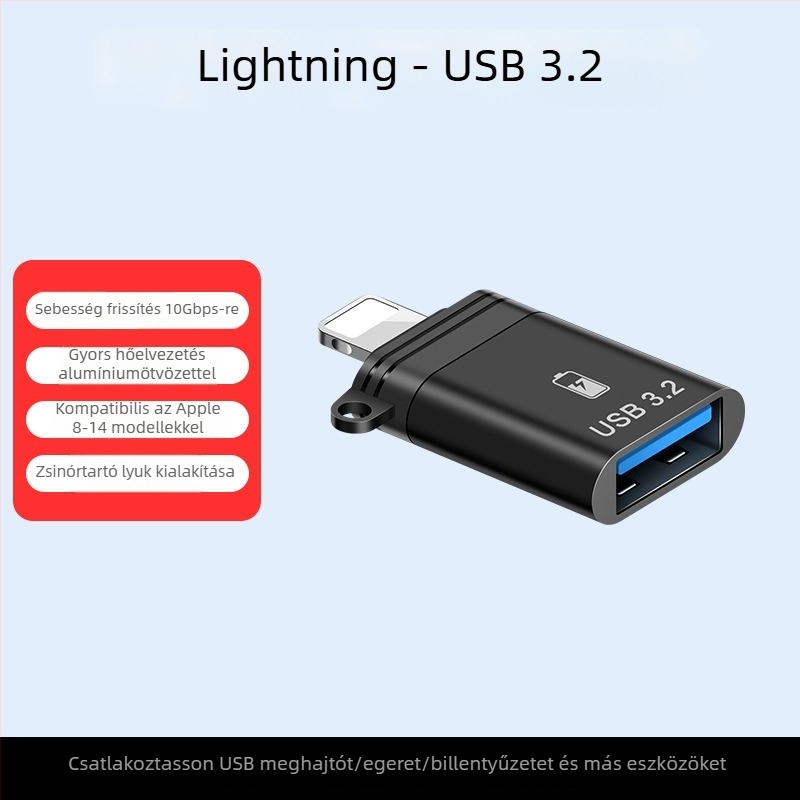 USB–Lightning átalakító adatátvitelre és töltésre, OTG adapter
