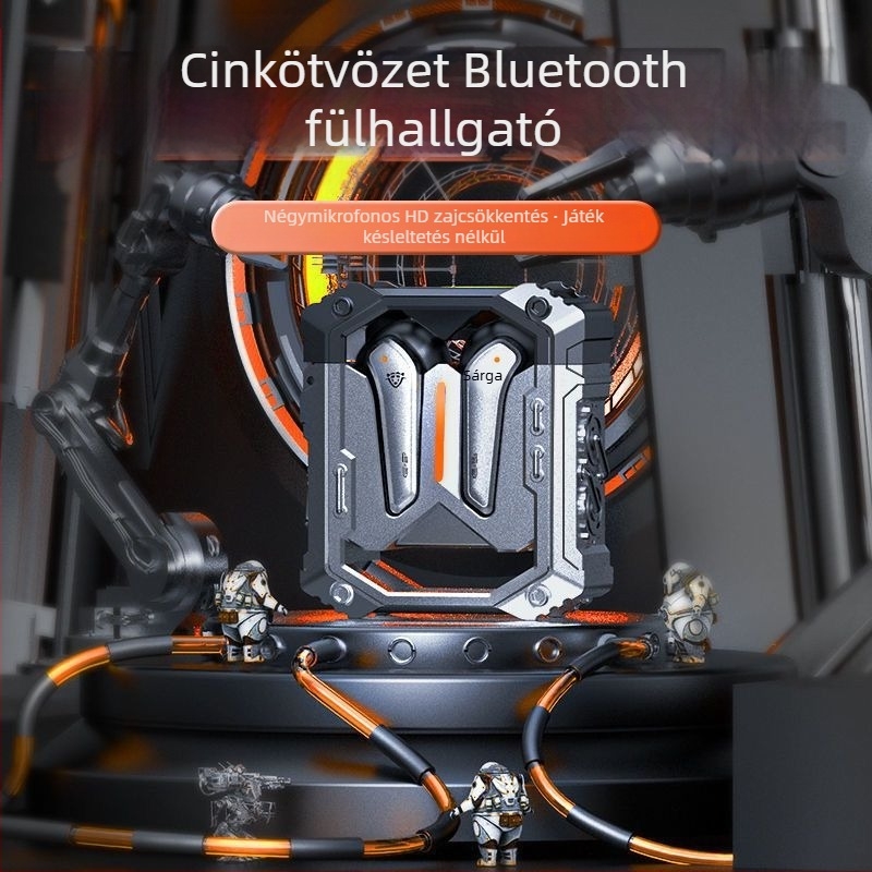 Fémes mechanikus Bluetooth fejhallgató játékhoz, vezeték nélküli sportos kivitel, erős mély basszus