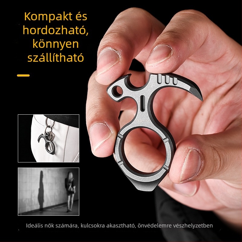Titánium ötvözetből készült többfunkciós eszköz sörnyitóval, kültéri védelemre és kempingezésre – EDC eszköz