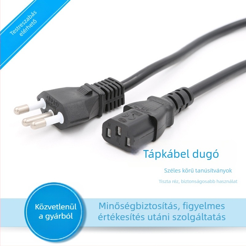 UC-tanúsítvánnyal rendelkező brazil hárompólusú tápcsatlakozó, 16A 250V, háromvezető