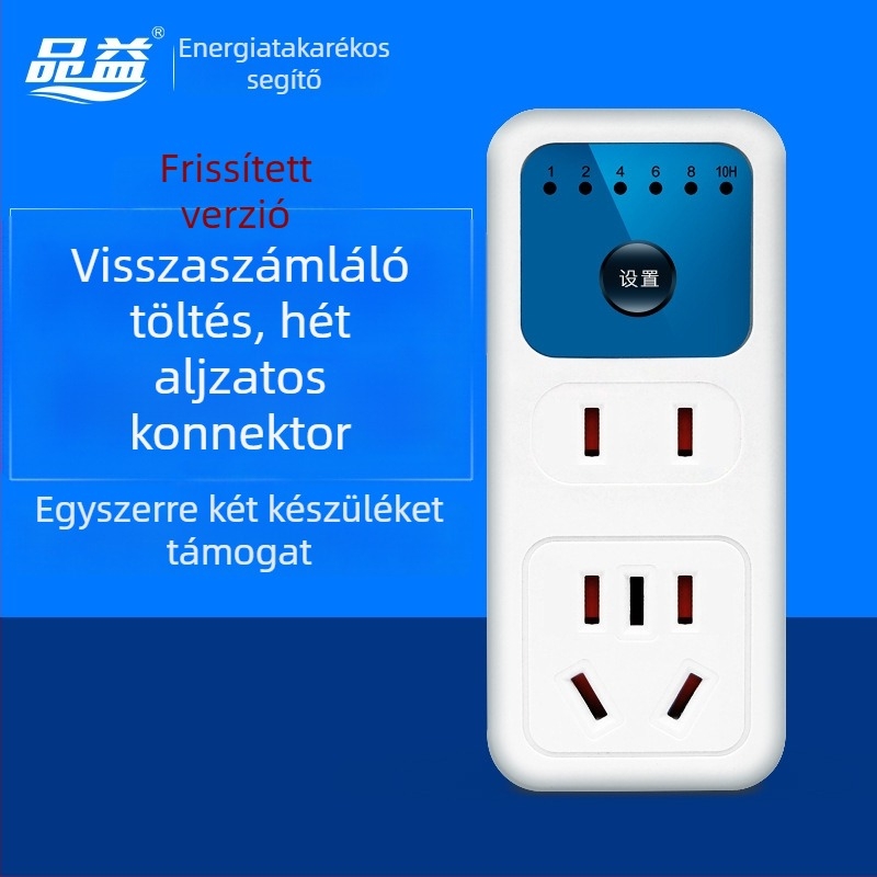Pinyi intelligens visszaszámláló időzítő aljzat, automatikus kikapcsolással, 7 csatlakozóval telefon töltéséhez