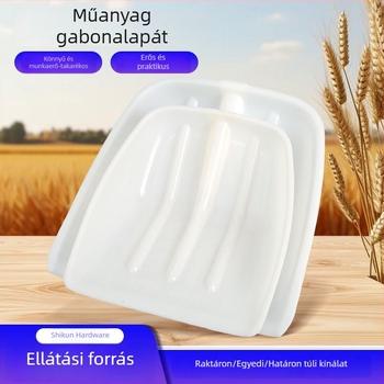 Műanyag gabona-lapát négyszögletes fejjel, vastított és megerősített, mezőgazdasági eszköz gabonára és takarmányra