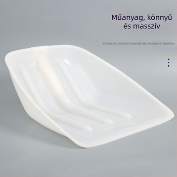 Műanyag gabona-lapát négyszögletes fejjel, vastított és megerősített, mezőgazdasági eszköz gabonára és takarmányra