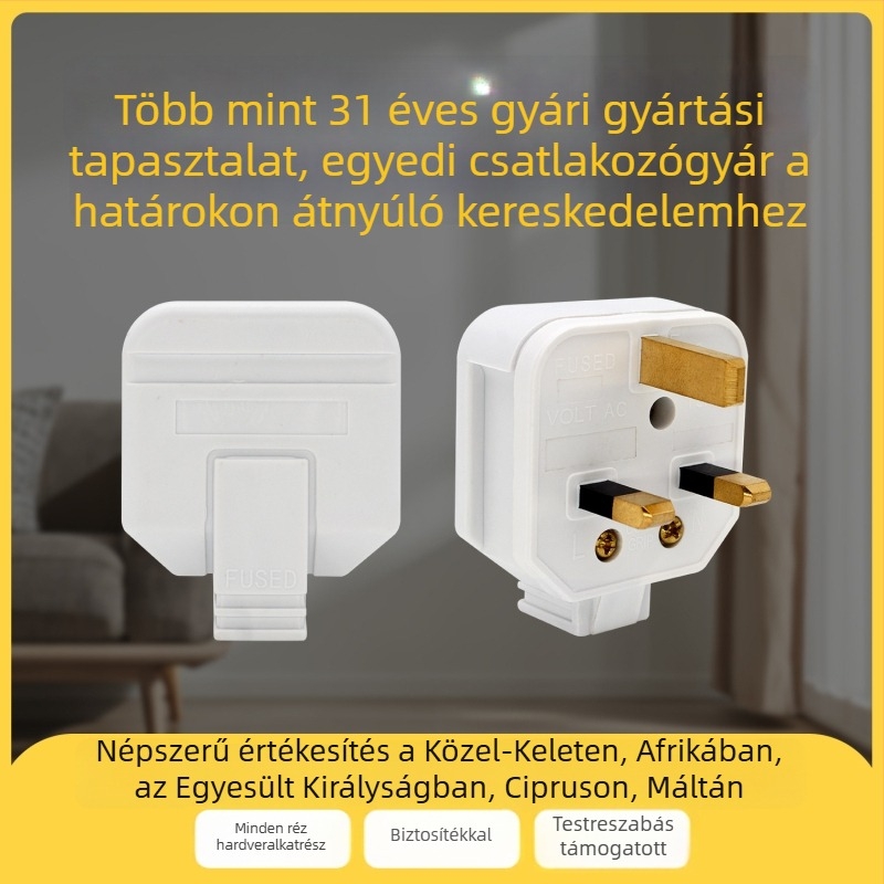PMG brit szabványú dugaszoló, hárompólusú, színek: narancs, fekete, fehér, zöld