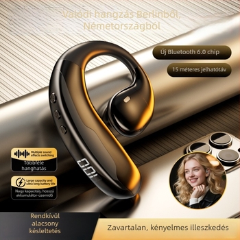Üzleti célú vezeték nélküli Bluetooth fülhallgató, egyoldalas kialakítás fülre akasztóval, hosszú üzemidő és játékszintű zajcsökkentés