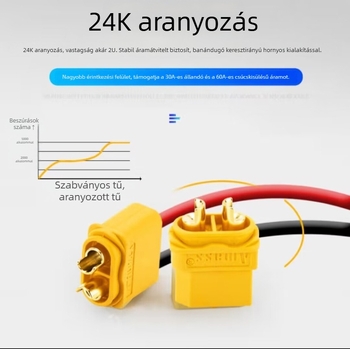 XT60 lítium akkumulátor csatlakozó, réz- és aranyozott érintkezőkkel, férfi és női XT60/H/F végek, banán csatlakozó és T-csatlakozó RC modellekhez