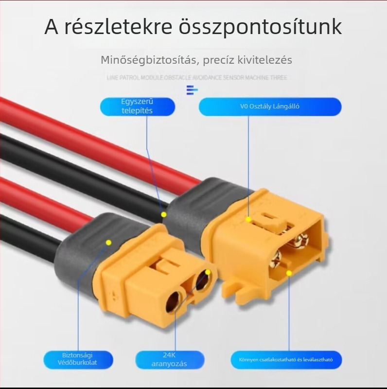 XT60 lítium akkumulátor csatlakozó, réz- és aranyozott érintkezőkkel, férfi és női XT60/H/F végek, banán csatlakozó és T-csatlakozó RC modellekhez