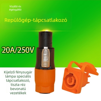 Vízálló repülőgépes tápcsatlakozó LED-kijelzővel, színpadi világításhoz, kültéri lángálló csatlakozó