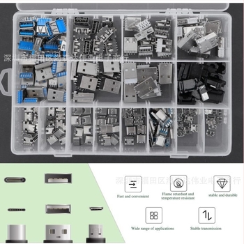 180 darab USB 2.0/3.0 Type A és Type C Micro USB csatlakozó doboz, mini
