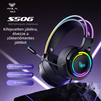 Wolf Spider S506 kábeles gaming fejhallgató 7.1 Surround hangzással PC/Laptophoz, világító e-sport fejhallgató