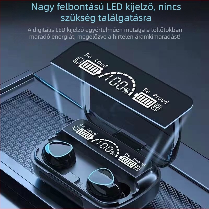 M10 játékos Bluetooth fülhallgató, in-ear kialakítás, zajcsökkentés, hosszú akkumulátor-üzemidő, esports