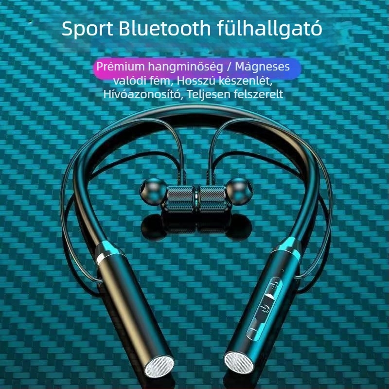 Bluetooth headset 5.3 nyakpántos, vezeték nélküli sztereó, hívásfunkció, alacsony késleltetés, vízálló, zajcsökkentés, hosszú akkumulátor-üzemidő, sportos stílus