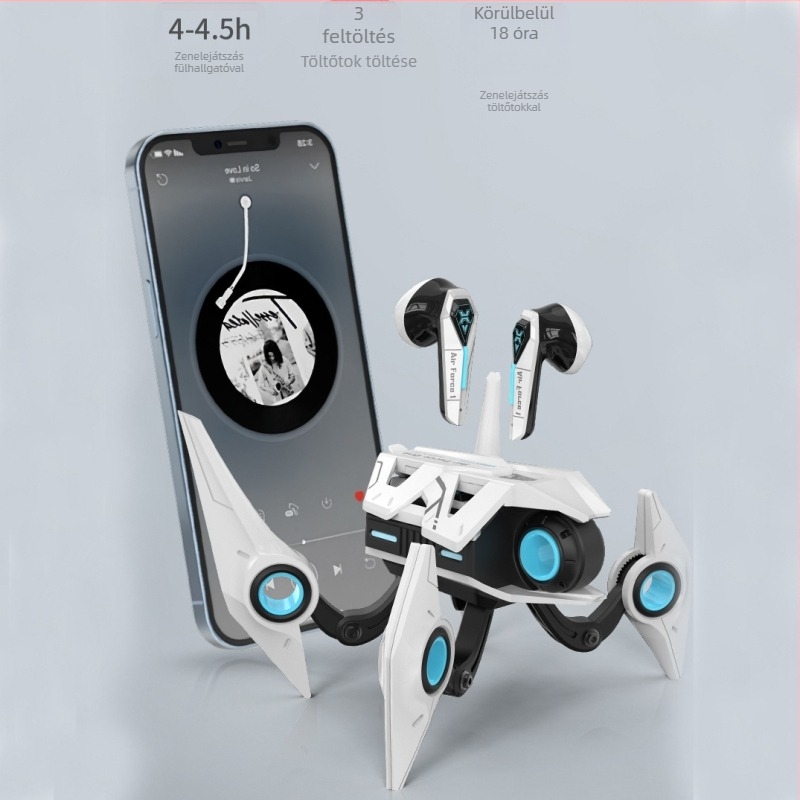 Mecha ihletésű jövőbeli harcos Bluetooth játékfejhallgató asztali dísz