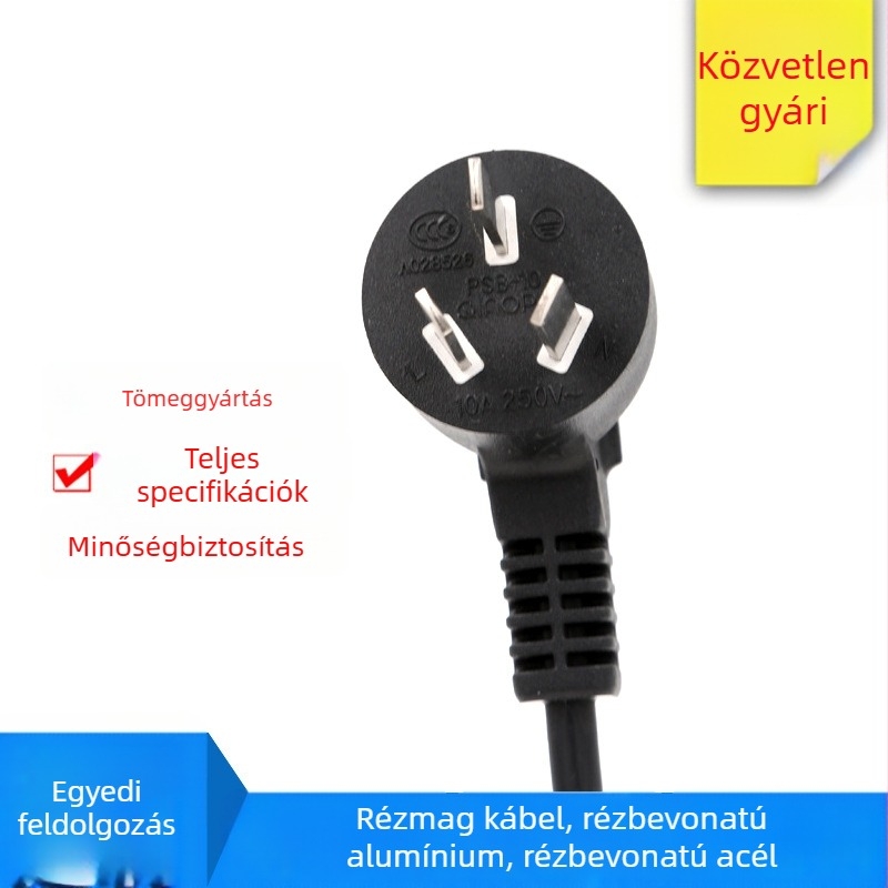 Tiszta réz tápkábel háromtűs csatlakozóval, GB szabvány, rizsfőzőhöz