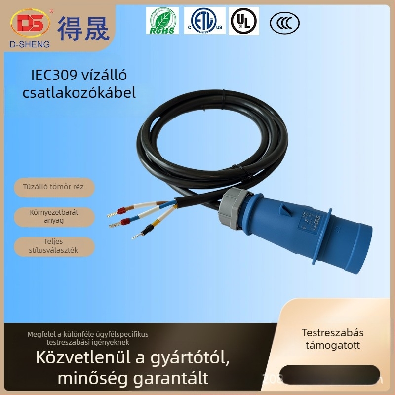 Ipari repülőcsatlakozó-kábel, IEC 309, IP44 vízálló, nagy teljesítmény