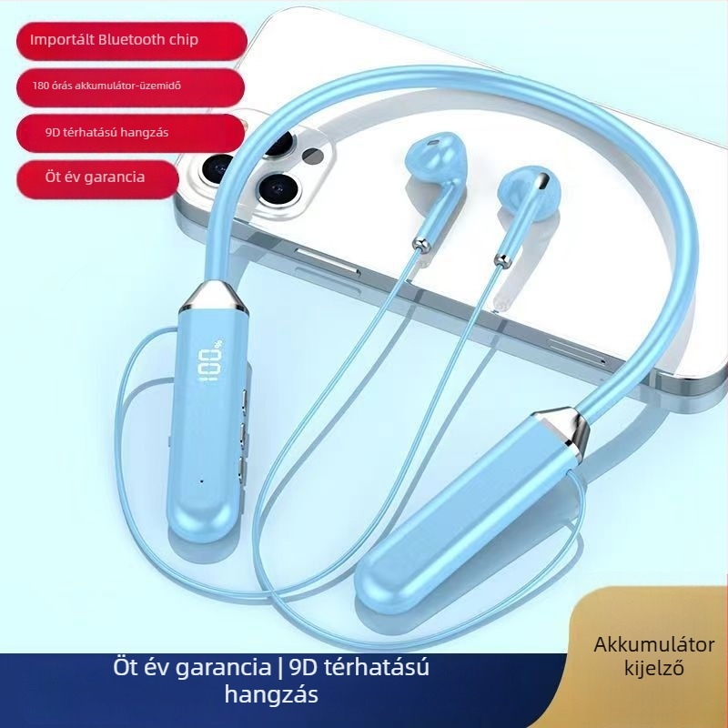 Nyakba akasztható Bluetooth headset, vezeték nélküli, rendkívül hosszú üzemidő, kétoldali sztereó hangzás, vízálló, zajcsökkentés, hívások, alacsony késleltetés e-sportokhoz