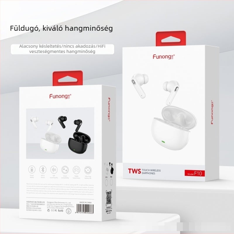 Vernon F10 Vezeték nélküli Bluetooth fülhallgató aktív zajcsökkentéssel, sportos in-ear design, Android-kompatibilis, több mint 8 órás üzemidő