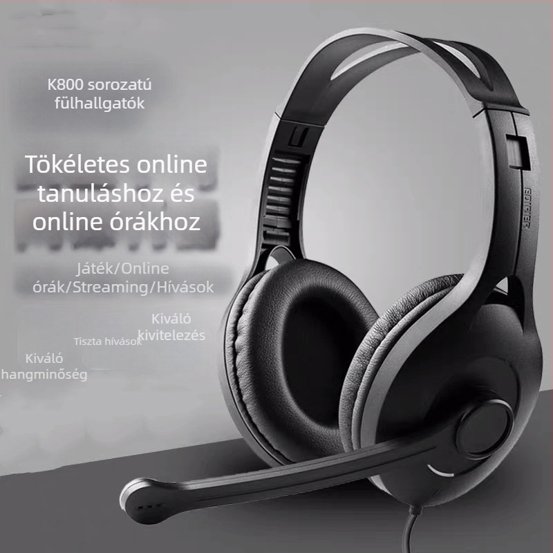 Kyle Sound 800 Vezetékes játékfejhallgató PC-hez, mikrofon, 3.5 mm, 40 mm meghajtók, 20-2000 Hz, 106 dB, 1.2 m kábel