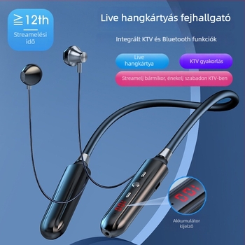 Vezeték nélküli Bluetooth fülhallgató intelligens zajcsökkentéssel, hosszú akkumulátor-üzemidővel és akkumulátorszint kijelzővel, élő közvetítés hangkártyával