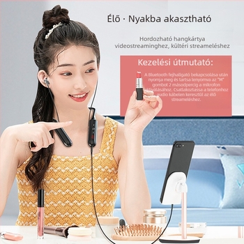 Vezeték nélküli Bluetooth fülhallgató intelligens zajcsökkentéssel, hosszú akkumulátor-üzemidővel és akkumulátorszint kijelzővel, élő közvetítés hangkártyával