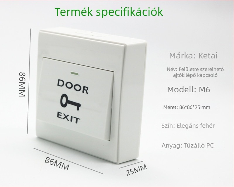 86-típusú felületre szerelt kilépő gomb hátsó dobozzal, M6