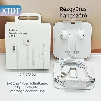 iPhone 17-hez Type-C vezetékes fejhallgató, kiváló minőségű mély basszus — Apple 2-in-1 vezetékes fülhallgató