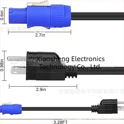 PowerCON kábel színpadi világításhoz, háromtűs dugó, AC tápkábel, férfi–férfi hosszabbító
