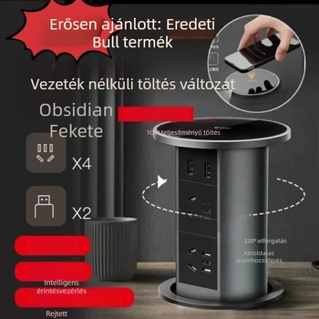 Bull asztali elektromos állítható beépített aljzat rejtett felhúzható USB-porttal