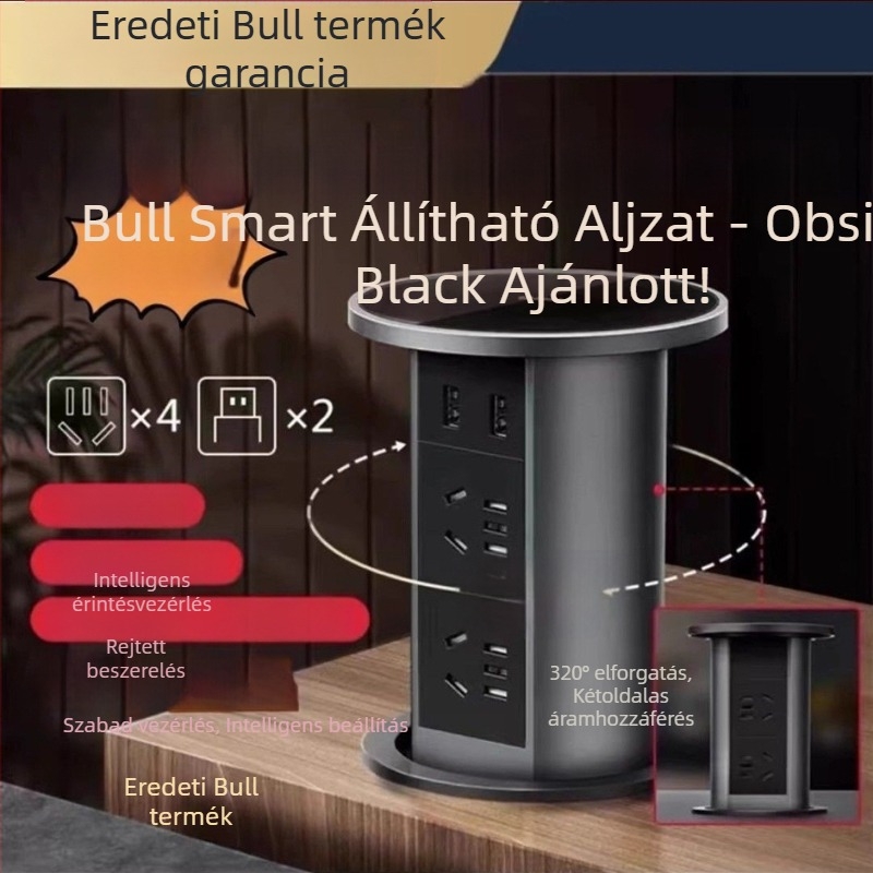 Bull asztali elektromos állítható beépített aljzat rejtett felhúzható USB-porttal