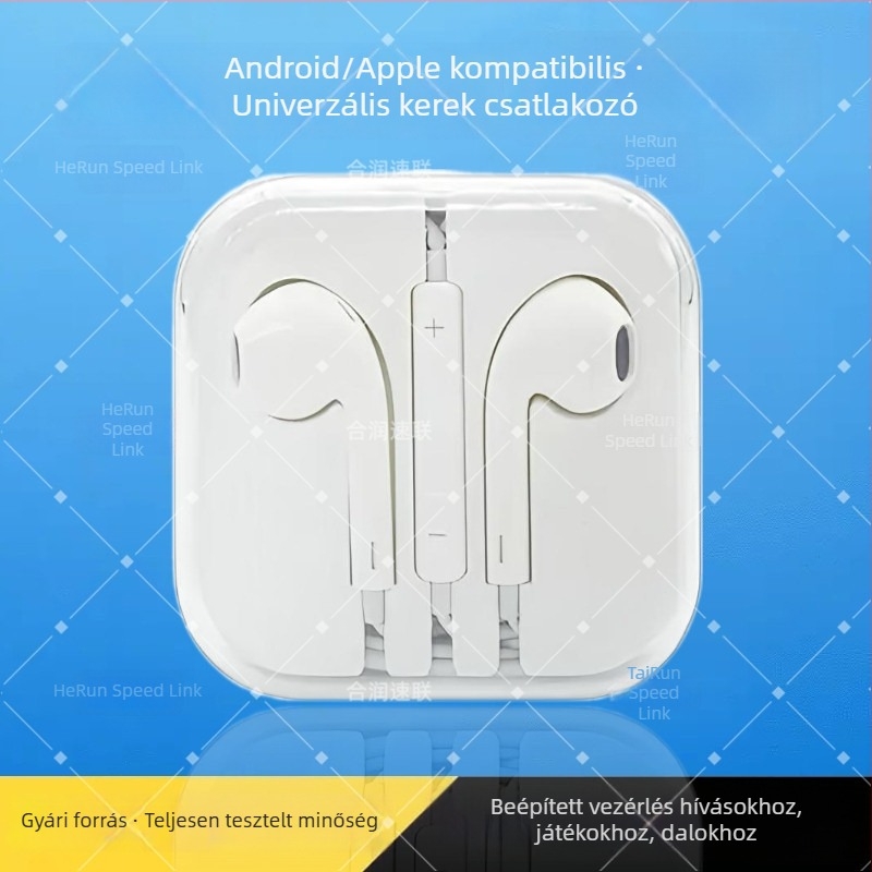 Vezetékes fülhallgató in-ear, 3,5 mm körös csatlakozóval és Type-C lapos dugóval, mikrofon, karaoke digitális hang, teljesen kompatibilis