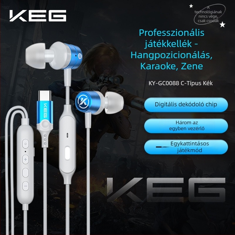 Cool Ergou Keg gaming fülhallgató, vezetékes 3.5 Type-C, in-ear, mikrofonnal, kiváló hangzás