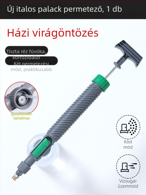 Üdítőüveg permetező növények öntözéséhez, kompakt spray-palack levegőnyomással és állítható fejjel