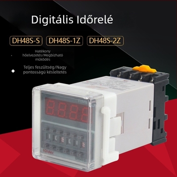 DH48S-S időrelé, ciklikus időzítő, 1Z/2Z, digitális kijelző, késleltetés, 12V/24V/220V