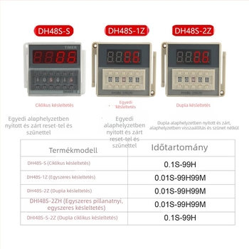 DH48S-S időrelé, ciklikus időzítő, 1Z/2Z, digitális kijelző, késleltetés, 12V/24V/220V